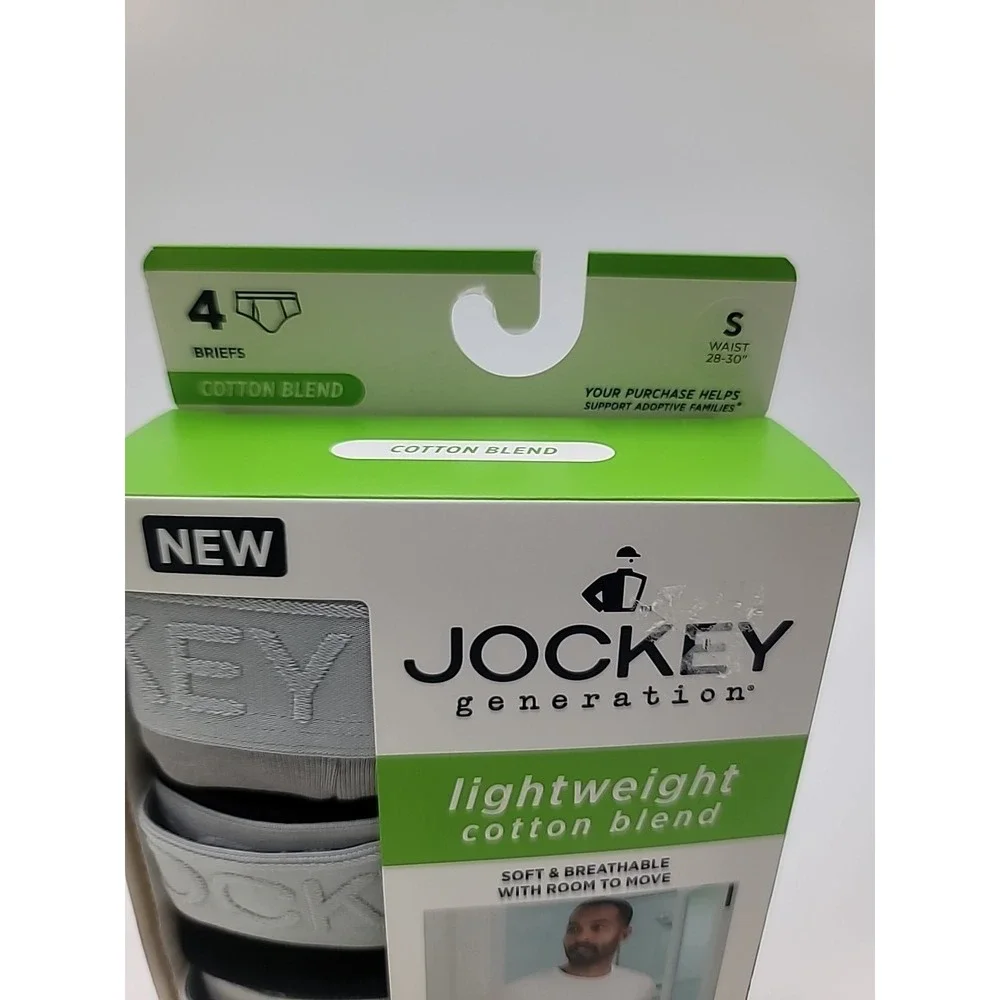 Jockey‎ Generation Light Cotton Blend Briefs Underwear Mens Sz Small 4 Pair NIB